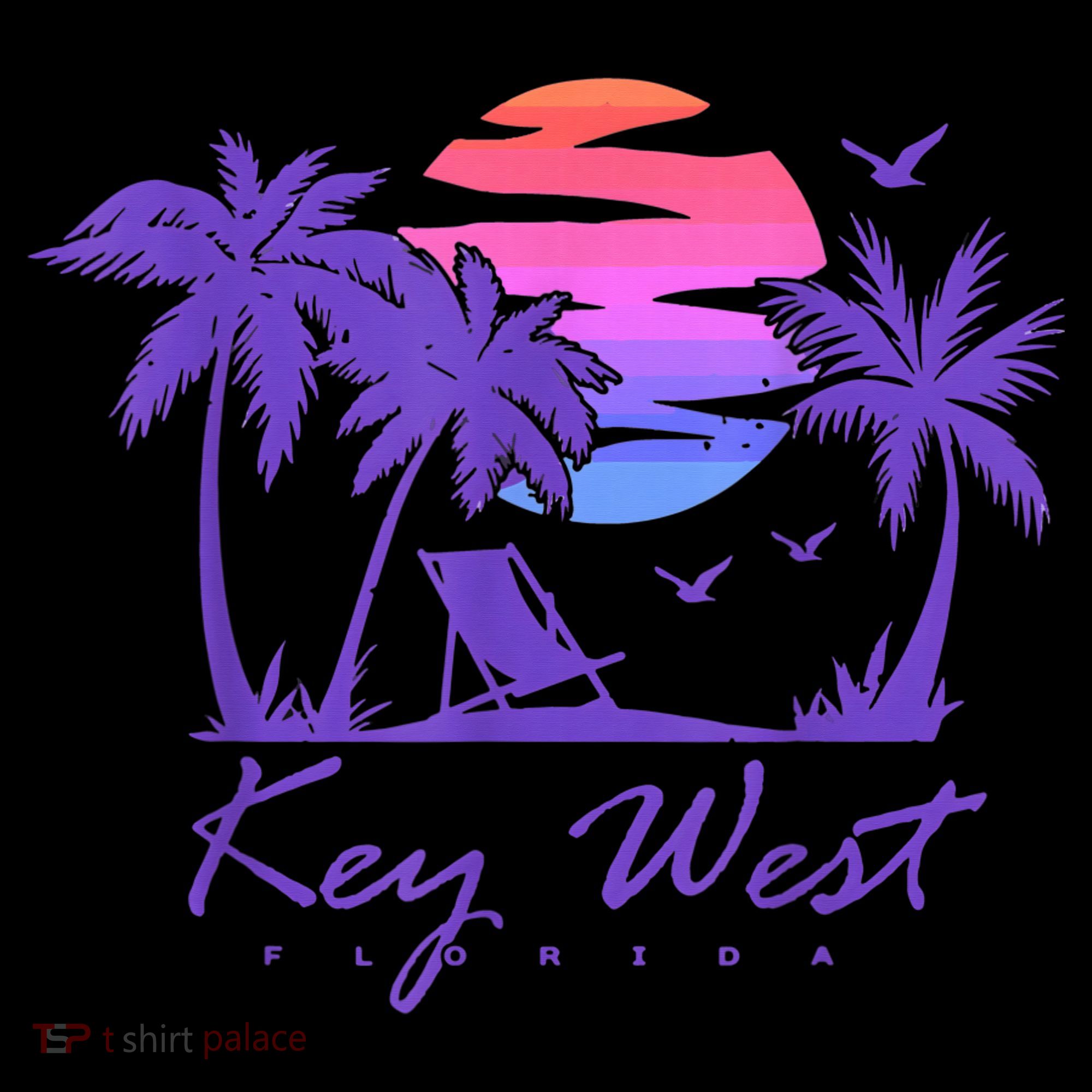 KEY WEST FLORIDA Spring Break Vacation Retro Vintage Sunset T-Shirt