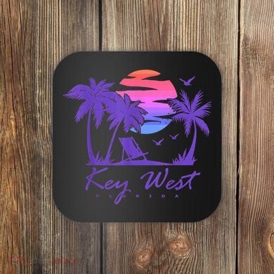 KEY WEST FLORIDA Spring Break Vacation Retro Vintage Sunset Coaster