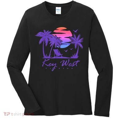 KEY WEST FLORIDA Spring Break Vacation Retro Vintage Sunset Women's Long Sleeve Shirt