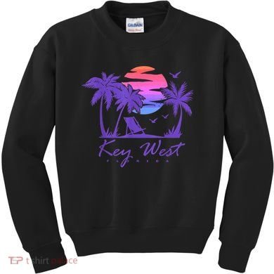 KEY WEST FLORIDA Spring Break Vacation Retro Vintage Sunset Kids Sweatshirt