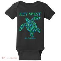 Key West Florida Sea Turtle Retro Boy Girl Vacation Souvenir Baby Bodysuit thumb 0