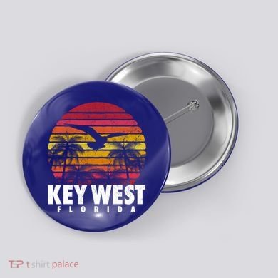 Key West Florida Vintage Retro Sunset Beach Gift Button