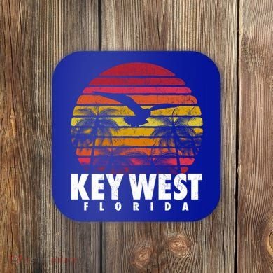 Key West Florida Vintage Retro Sunset Beach Gift Coaster