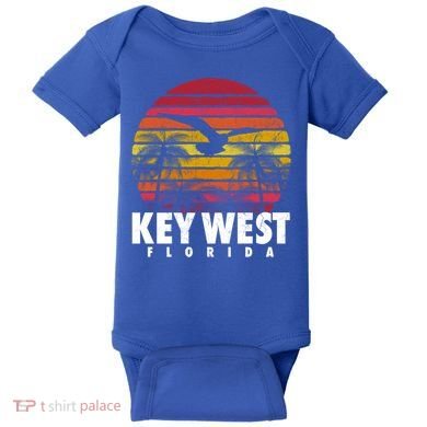 Key West Florida Vintage Retro Sunset Beach Gift Baby Bodysuit