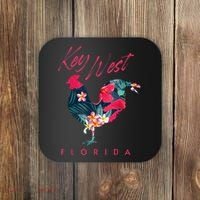 Key West Florida Chicken Lover Flower Hibiscus Souvenir Coaster thumb 0