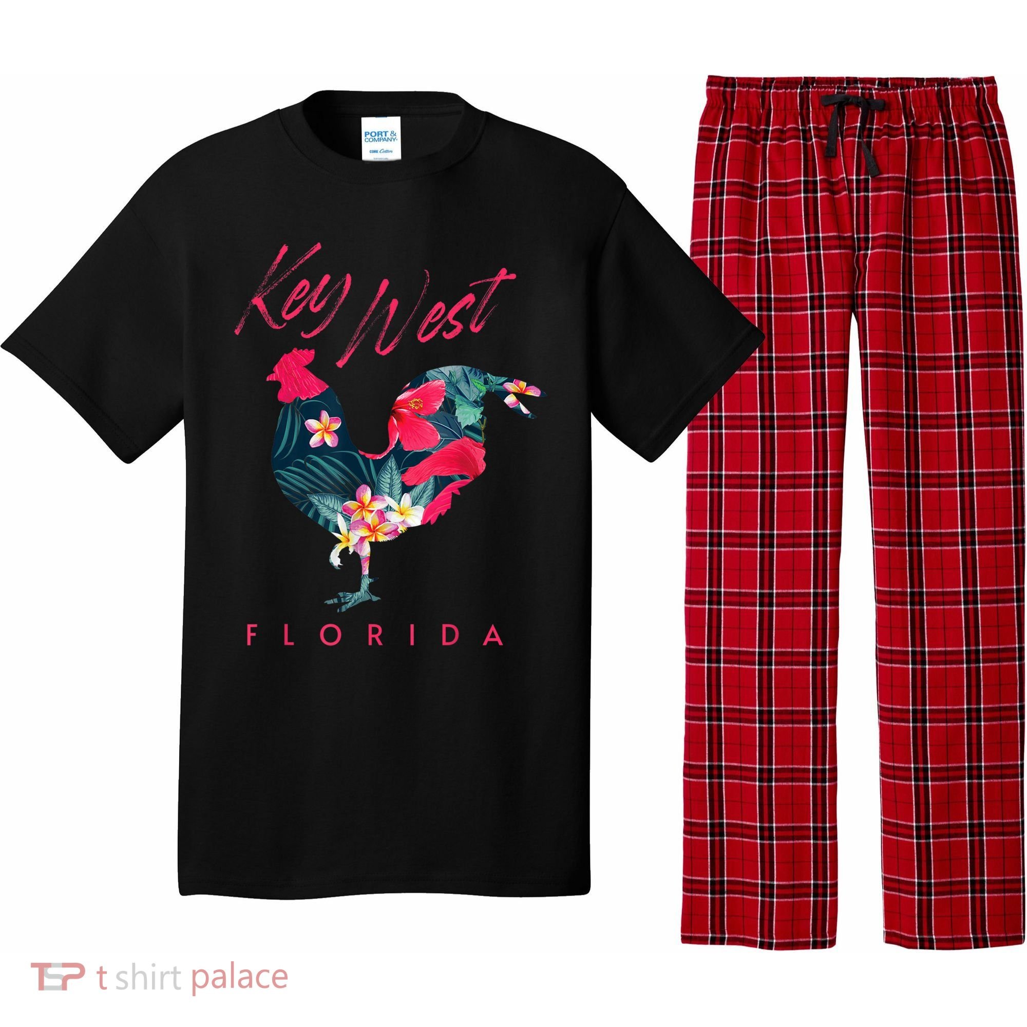 Key West Florida Chicken Lover Flower Hibiscus Souvenir Pajama Set