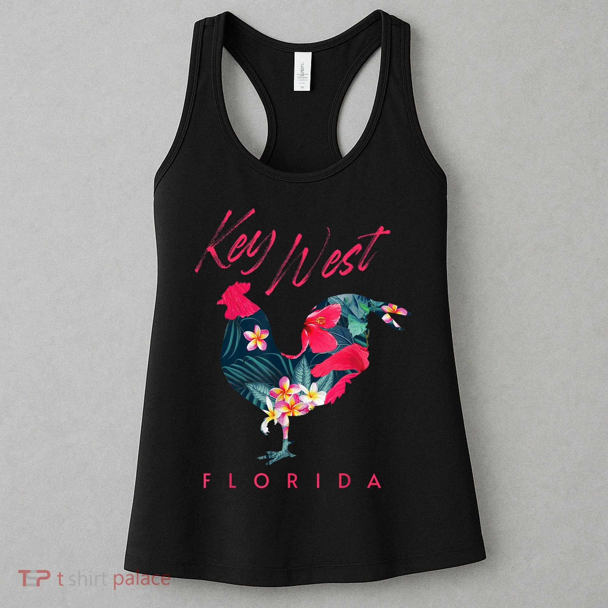 Key West Florida Chicken Lover Flower Hibiscus Souvenir Women's Tank Top