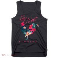 Key West Florida Chicken Lover Flower Hibiscus Souvenir Tank Top thumb 0