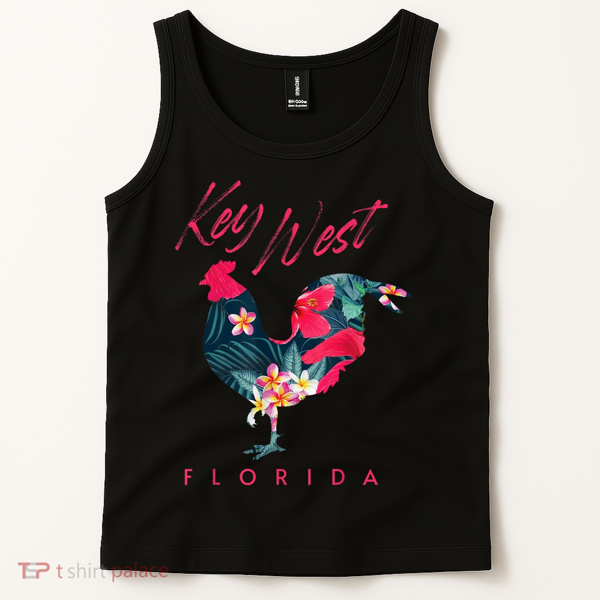Key West Florida Chicken Lover Flower Hibiscus Souvenir Tank Top
