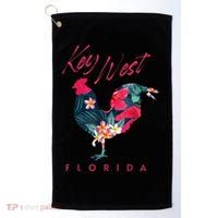 Key West Florida Chicken Lover Flower Hibiscus Souvenir Golf Towel thumb 0