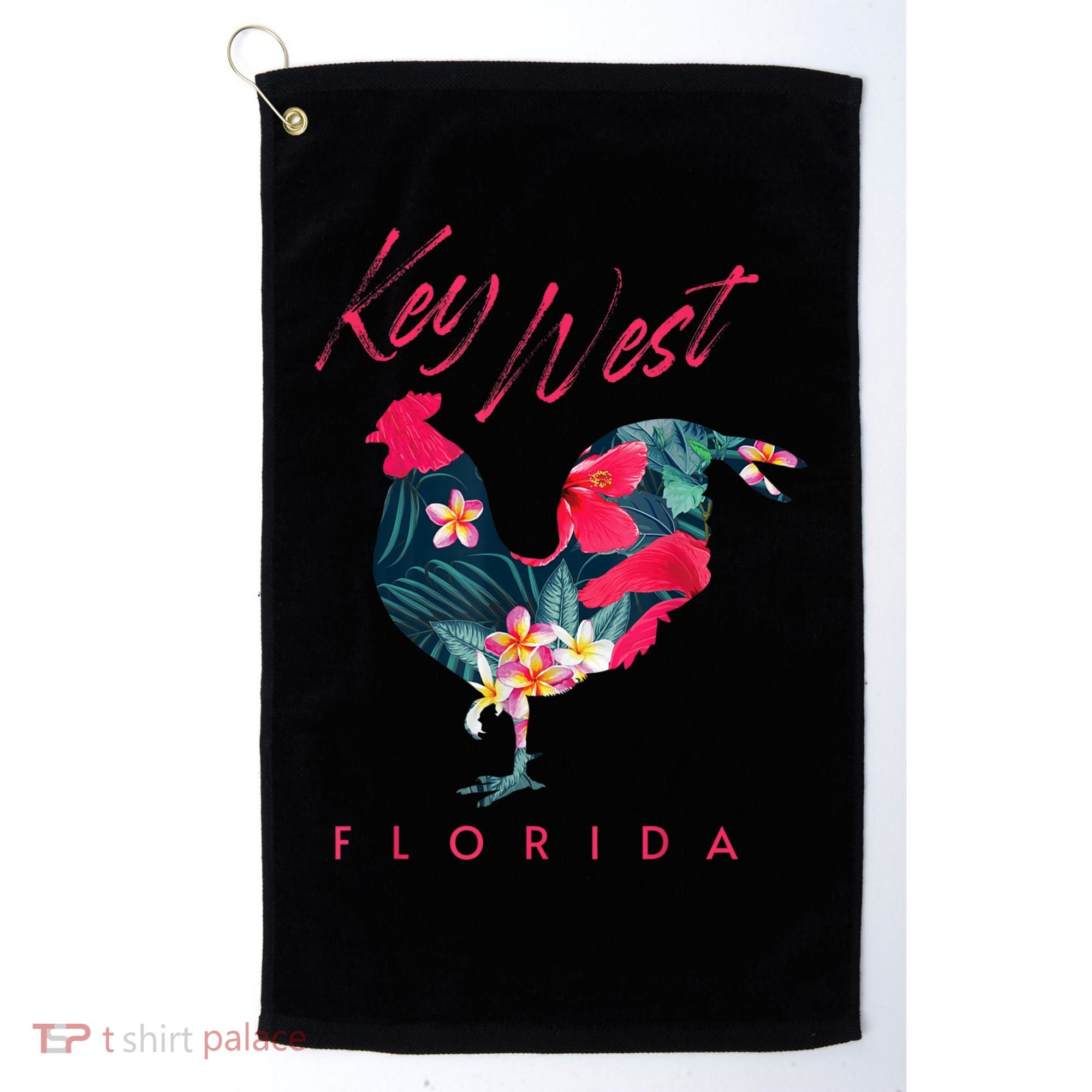 Key West Florida Chicken Lover Flower Hibiscus Souvenir Golf Towel