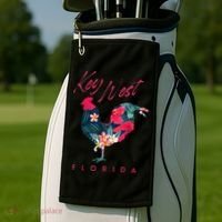 Key West Florida Chicken Lover Flower Hibiscus Souvenir Golf Towel thumb 2