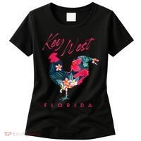 Key West Florida Chicken Lover Flower Hibiscus Souvenir Women's T-Shirt thumb 0