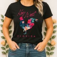 Key West Florida Chicken Lover Flower Hibiscus Souvenir Women's T-Shirt thumb 2