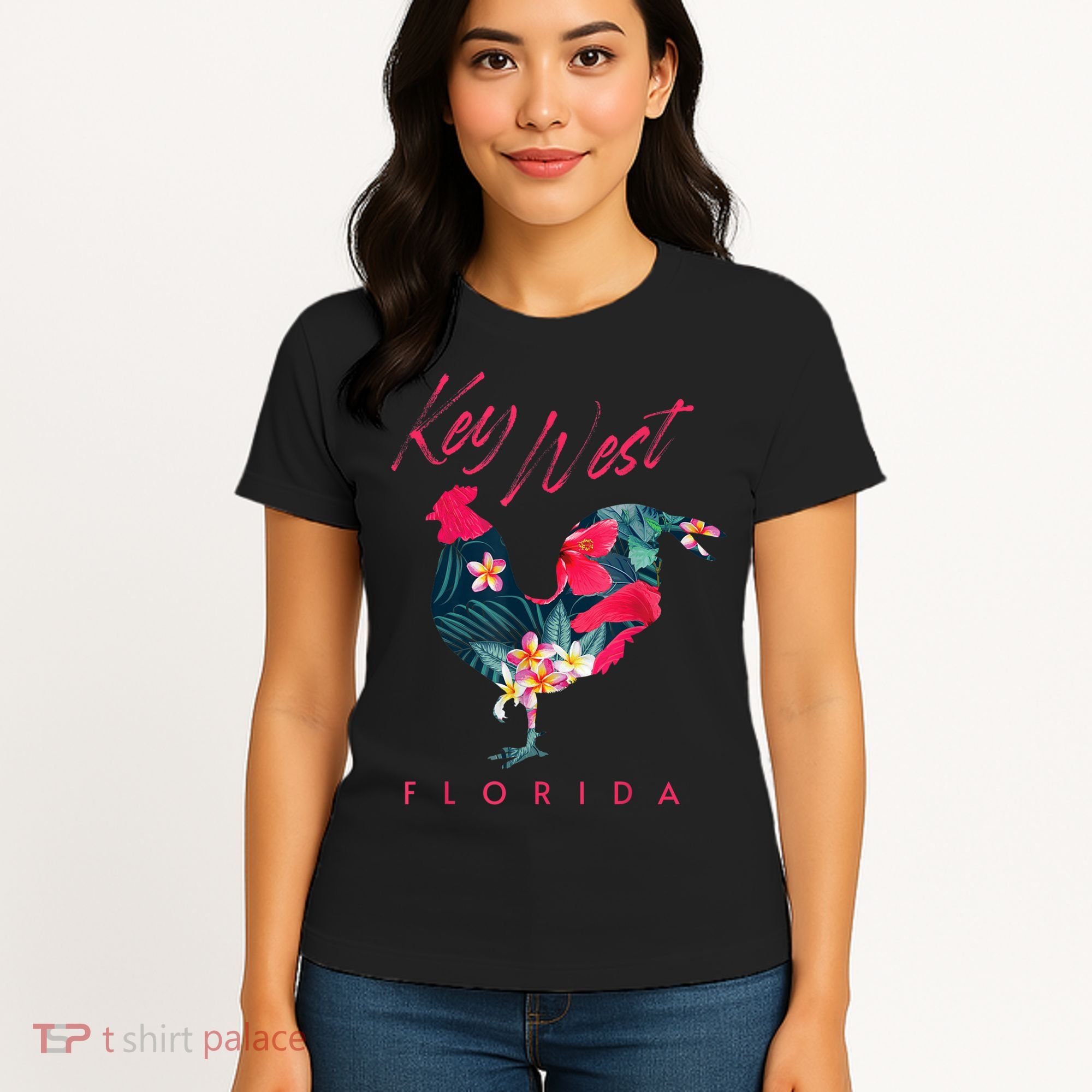 Key West Florida Chicken Lover Flower Hibiscus Souvenir Women's T-Shirt