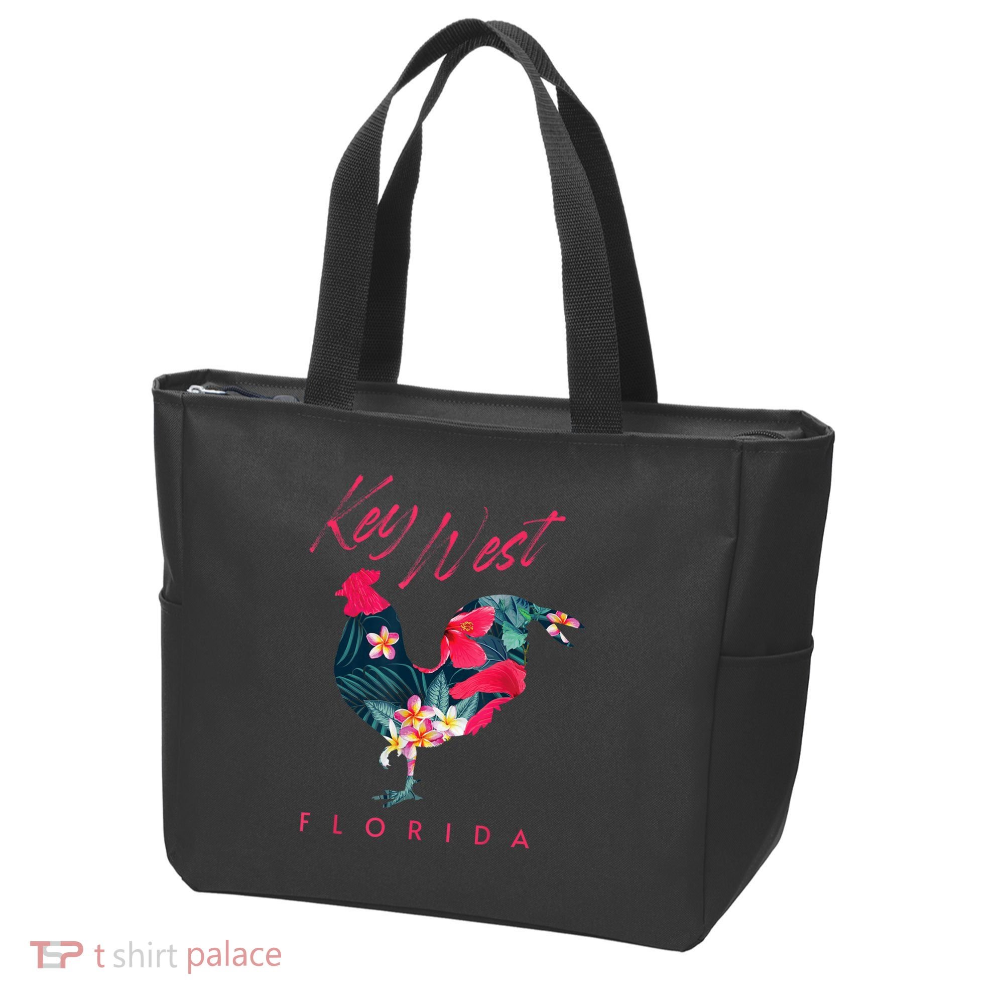 Key West Florida Chicken Lover Flower Hibiscus Souvenir Tote Bag