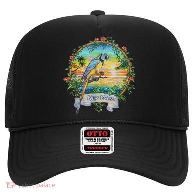 Key West, Florida Vintage Tropical Sunset Beach Parrot Hat