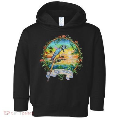 Key West, Florida Vintage Tropical Sunset Beach Parrot Toddler Hoodie