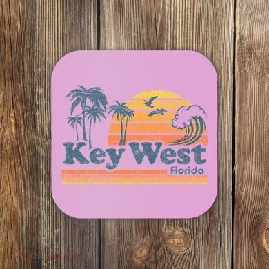 Key West Florida Beach Vintage Spring Break Vacation Coaster