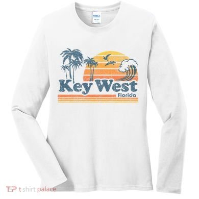 Key West Florida Beach Vintage Spring Break Vacation Women's Long Sleeve Shirt