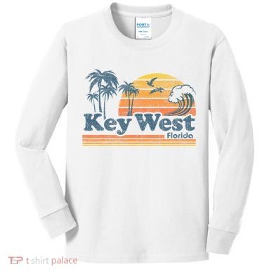 Key West Florida Beach Vintage Spring Break Vacation Kids Long Sleeve Shirt