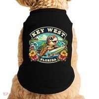 Key West Florida Cute Sea Turtle Surfing Doggie Tank thumb 0