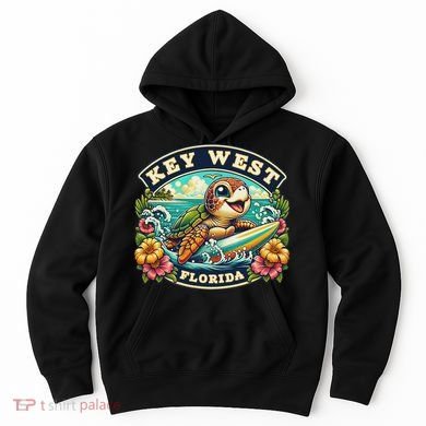 Key West Florida Cute Sea Turtle Surfing Hoodie