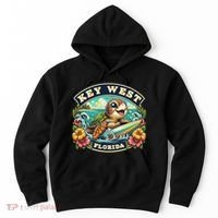 Key West Florida Cute Sea Turtle Surfing Hoodie thumb 0