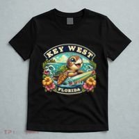 Key West Florida Cute Sea Turtle Surfing T-Shirt thumb 5