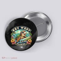 Key West Florida Cute Sea Turtle Surfing Button thumb 0