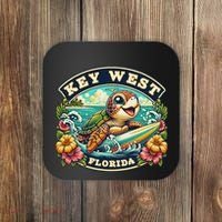 Key West Florida Cute Sea Turtle Surfing Coaster thumb 0