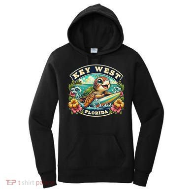 Key West Florida Cute Sea Turtle Surfing Women's Hoodie