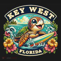 Key West Florida Cute Sea Turtle Surfing Women's Hoodie thumb 2
