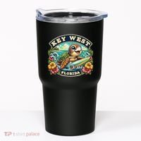 Key West Florida Cute Sea Turtle Surfing Tumbler thumb 0