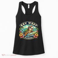 Key West Florida Cute Sea Turtle Surfing Women's Tank Top thumb 0