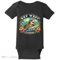 Key West Florida Cute Sea Turtle Surfing Baby Bodysuit thumb 0