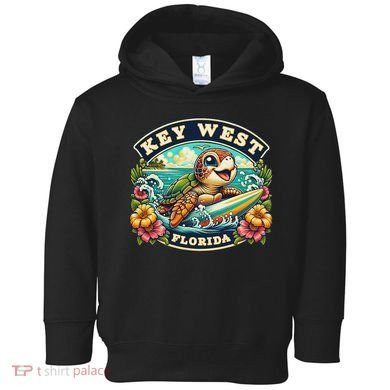 Key West Florida Cute Sea Turtle Surfing Toddler Hoodie