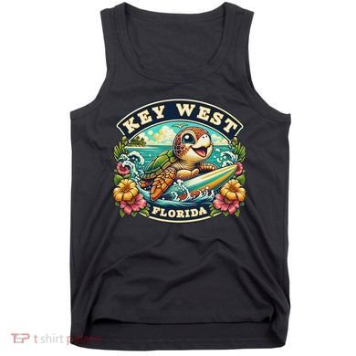 Key West Florida Cute Sea Turtle Surfing Tank Top