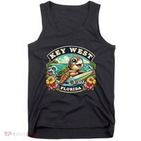 Key West Florida Cute Sea Turtle Surfing Tank Top thumb 0