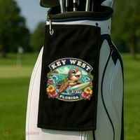 Key West Florida Cute Sea Turtle Surfing Golf Towel thumb 2