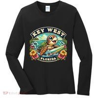 Key West Florida Cute Sea Turtle Surfing Women's Long Sleeve Shirt thumb 0