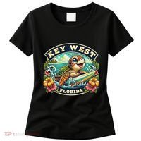 Key West Florida Cute Sea Turtle Surfing Women's T-Shirt thumb 0