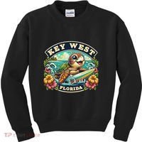 Key West Florida Cute Sea Turtle Surfing Kids Sweatshirt thumb 0