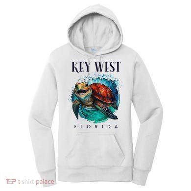 Key West Florida Watercolor Happy Sea Turtle Women's Hoodie