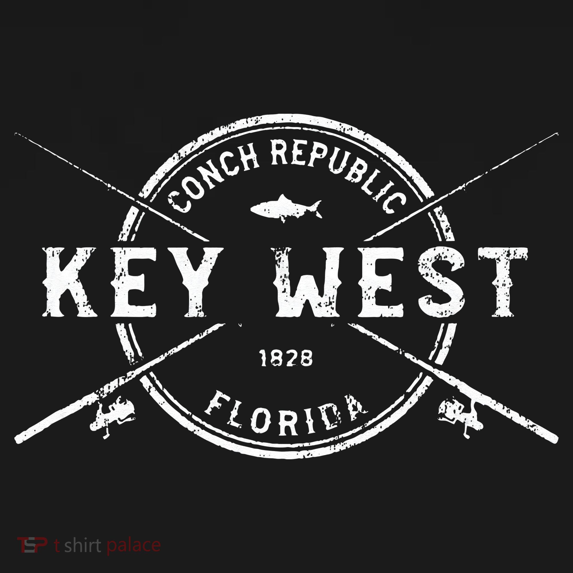 Key West FL Vintage Crossed Fishing Rods T-Shirt
