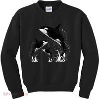 Killer Whale Gifts Shirt. Jumping Orca Killer Whales Killer Kids Sweatshirt thumb 0