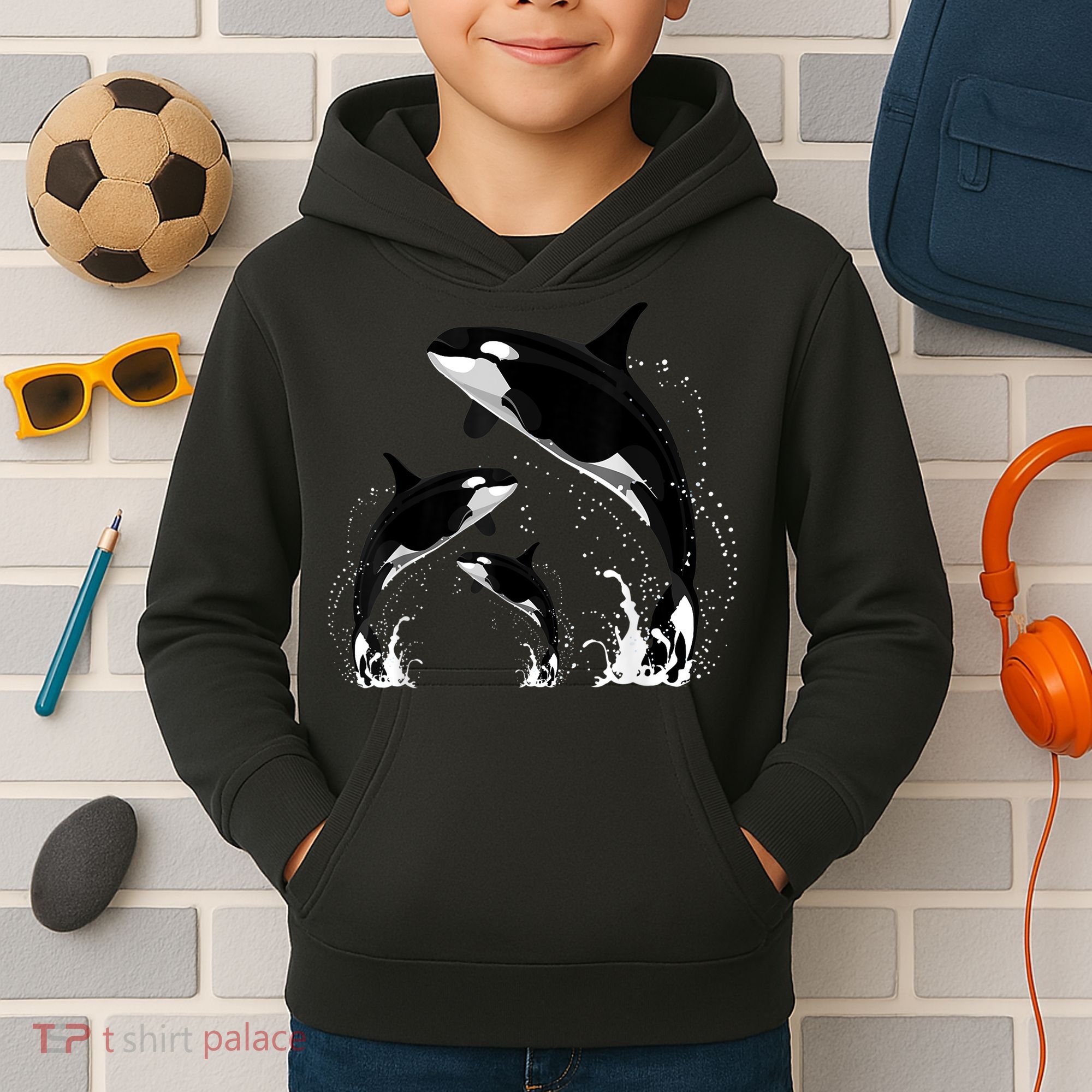 Killer Whale Gifts Shirt. Jumping Orca Killer Whales Killer Kids Hoodie