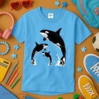 Killer Whale Gifts Shirt. Jumping Orca Killer Whales Killer Kids T-Shirt thumb 3