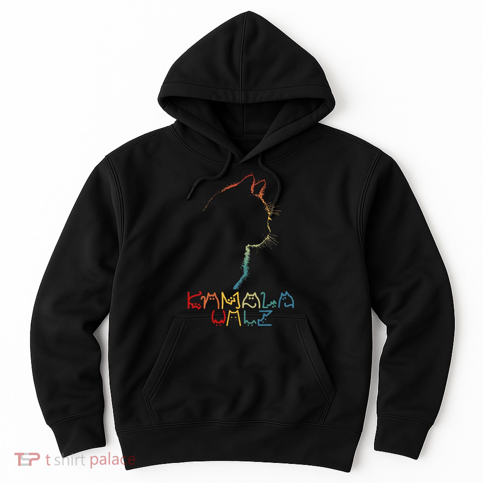 Kamala Walz Lettering Positive Funny Cat Lady Hoodie