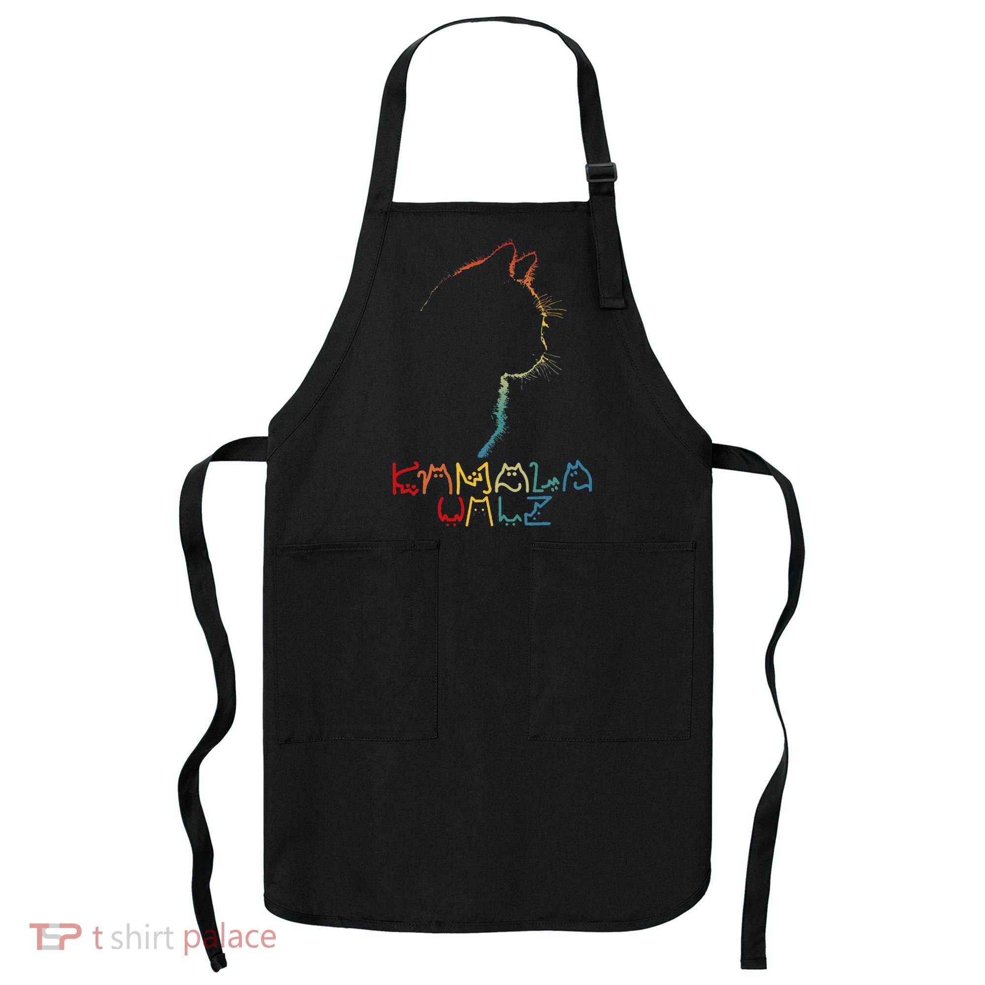 Kamala Walz Lettering Positive Funny Cat Lady Apron